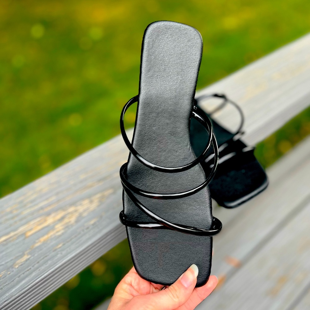 Slide on sandals all black